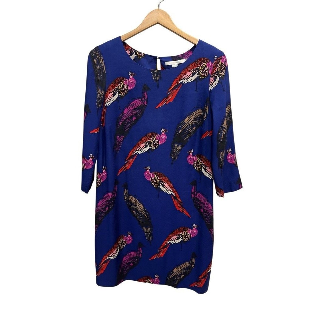 Boden Eliza Peacock Tunic Dress Blue Women's Sz 12L Classic Sheath Mod Colorful - Picture 2 of 4